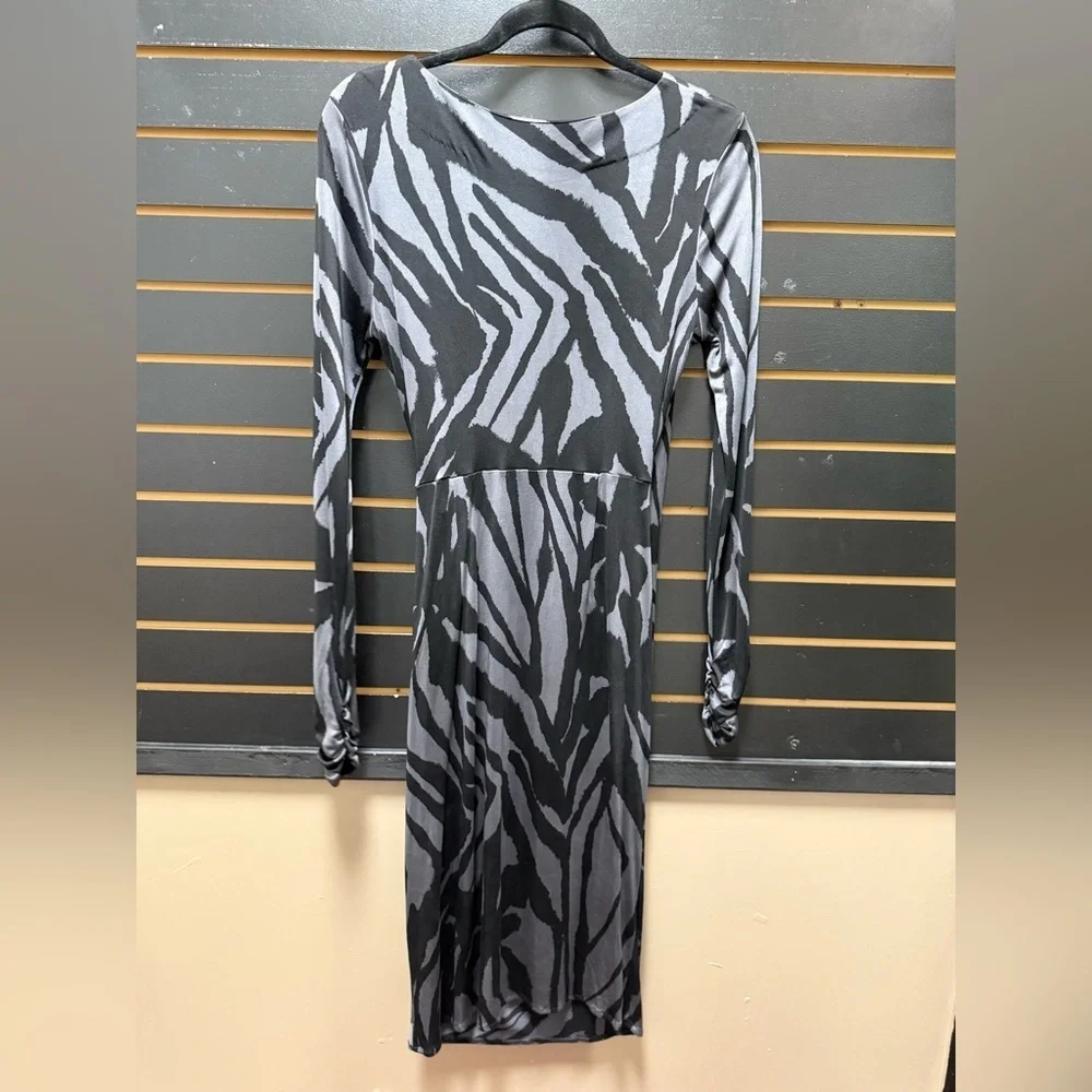 Tory Burch Thamara Silk Zebra Print Faux Wrap Dress Size M
